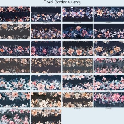 Floral Border grey
