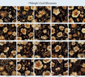 Midnight Gold Blossoms