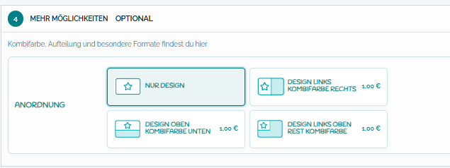 Optionale Anordnungen unter Mehr Möglichkeiten
