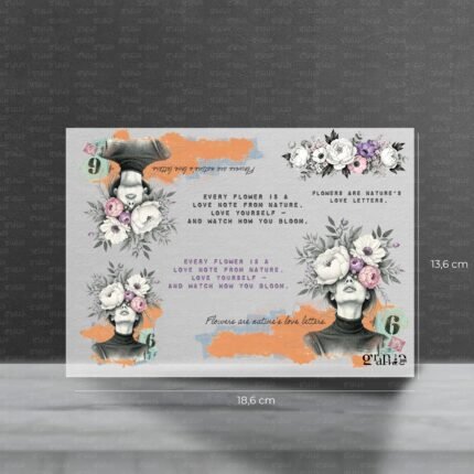 Bügelbild Set – Flower Lovenotes | Pocket Stories - Groß - 25 x 18,6 cm
